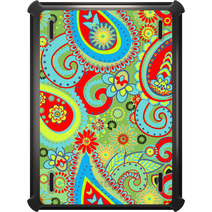 DistinctInk™ OtterBox Defender Series Case for Apple iPad / iPad Pro / iPad Air / iPad Mini - Green Red Blue Paisley