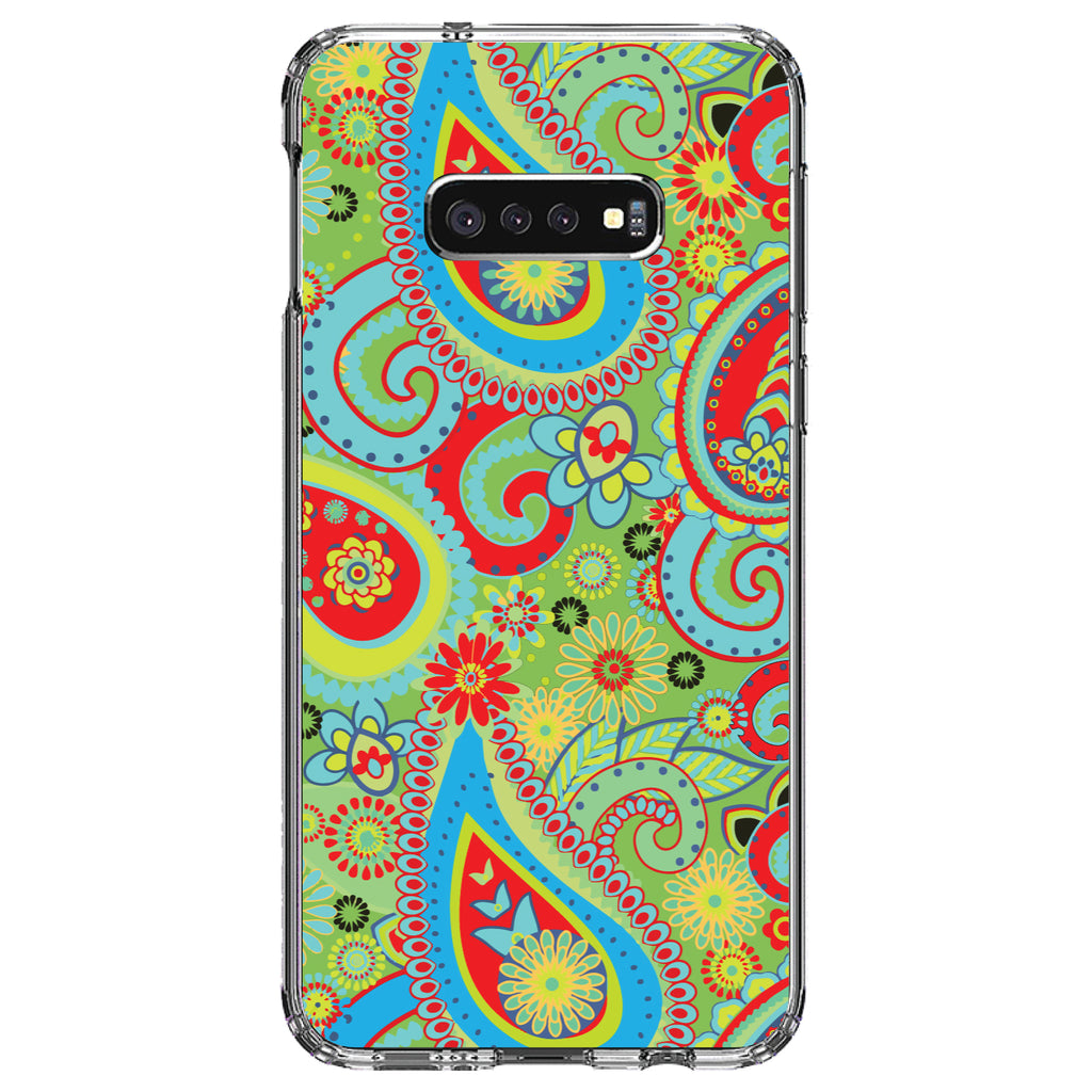 Green Red Blue Paisley Clear Shockproof iPhone Case, view 18