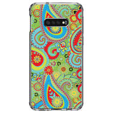 DistinctInk® Clear Shockproof Hybrid Case for Apple iPhone / Samsung Galaxy / Google Pixel - Green Red Blue Paisley