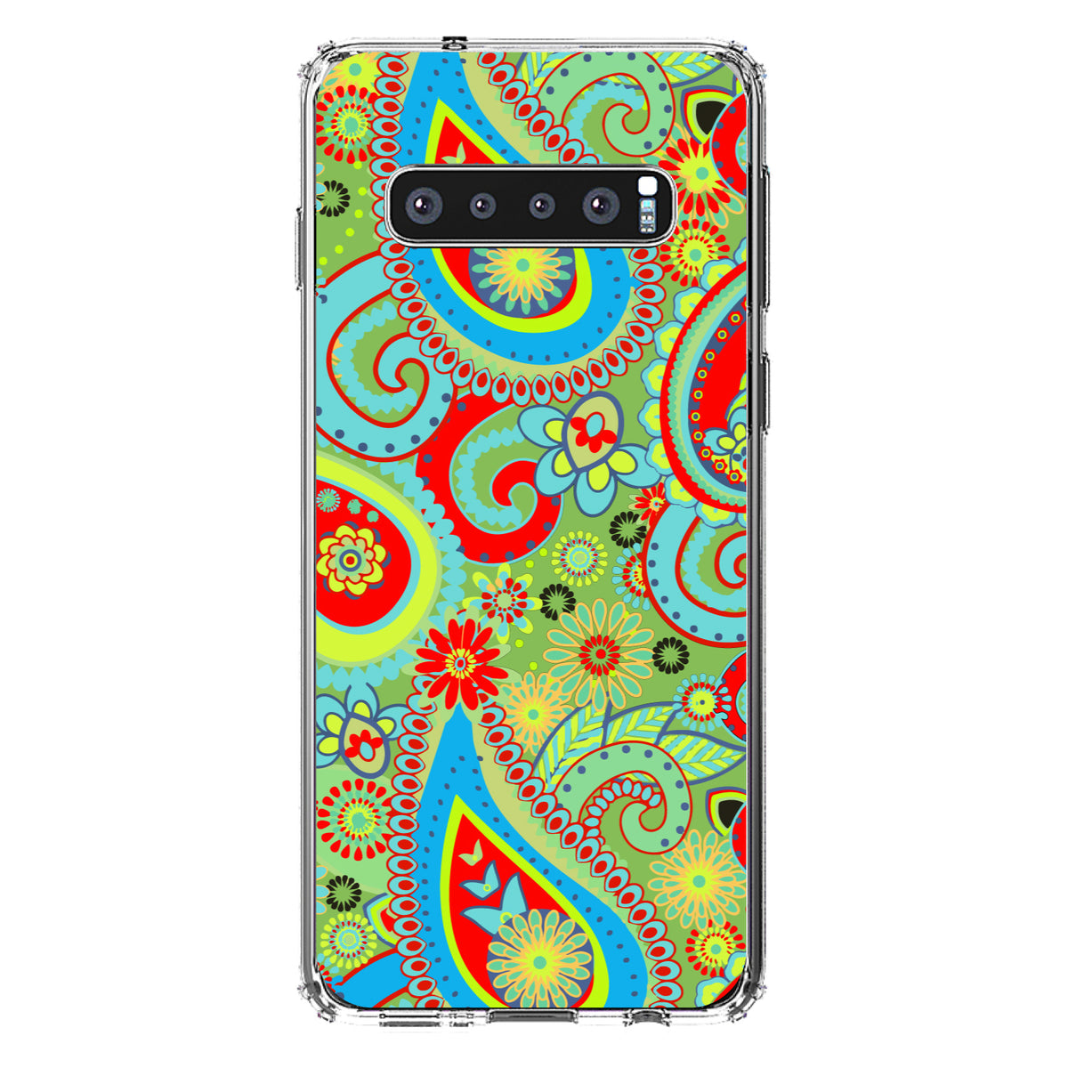 Green Red Blue Paisley Clear Shockproof iPhone Case, view 16