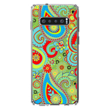 DistinctInk® Clear Shockproof Hybrid Case for Apple iPhone / Samsung Galaxy / Google Pixel - Green Red Blue Paisley