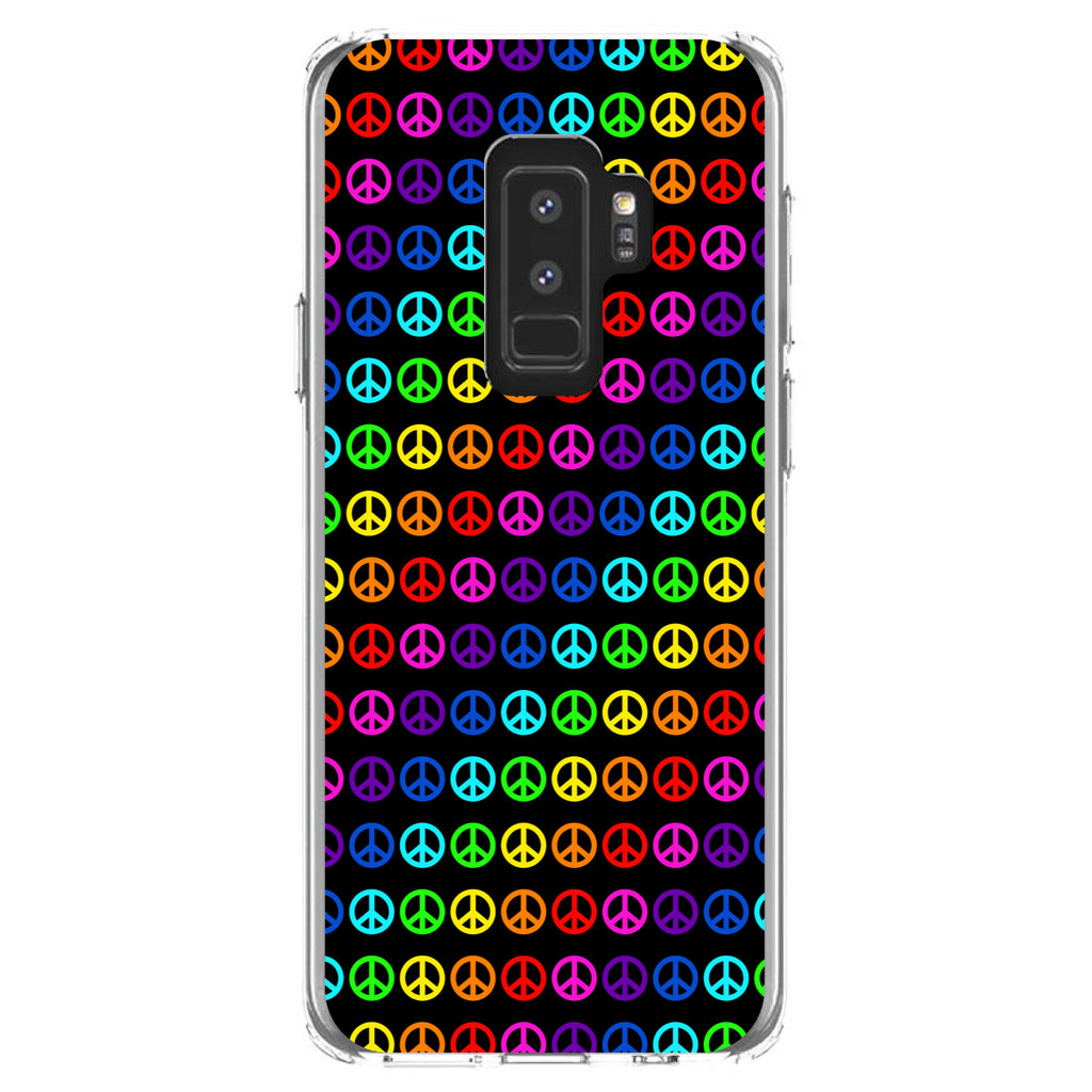 Black Rainbow Peace Signs Clear Shockproof iPhone Case, view 20