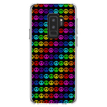 DistinctInk® Clear Shockproof Hybrid Case for Apple iPhone / Samsung Galaxy / Google Pixel - Black Rainbow Peace Signs