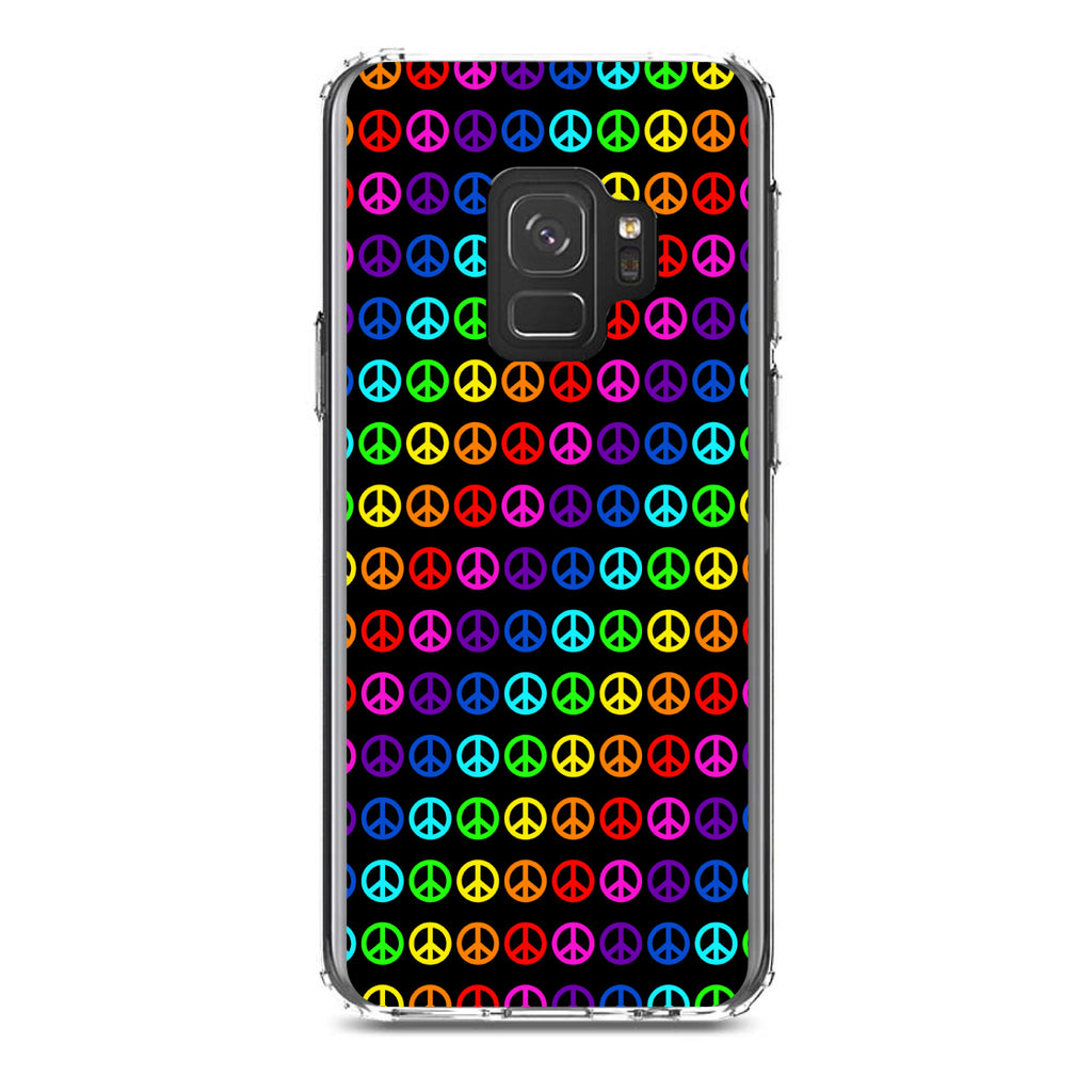 Black Rainbow Peace Signs Clear Shockproof iPhone Case, view 19