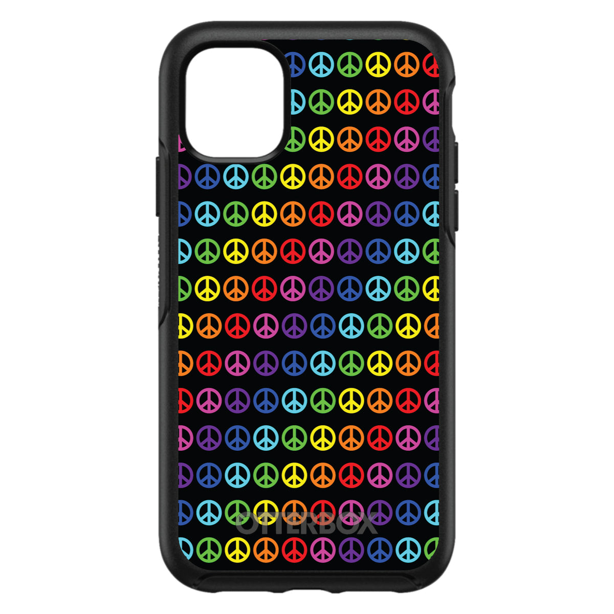 Black Rainbow Peace Signs OtterBox Symmetry Case for iPhone & Galaxy, view 3
