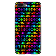 DistinctInk® Hard Plastic Snap-On Case for Apple iPhone or Samsung Galaxy - Black Rainbow Peace Signs