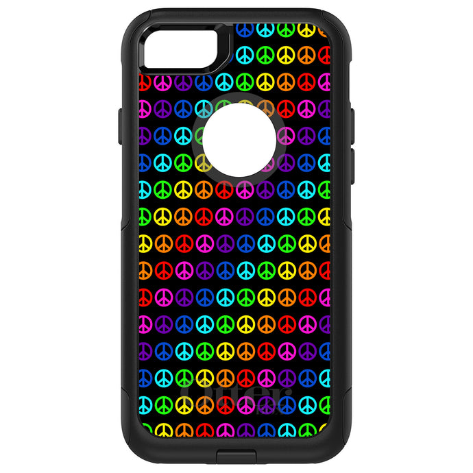 DistinctInk OtterBox Commuter Series Case for Apple iPhone or Samsung Galaxy - Black Rainbow Peace Signs