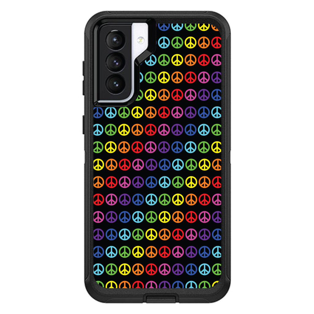 Black Rainbow Peace Signs OtterBox Defender Case for iPhone & Galaxy, view 6
