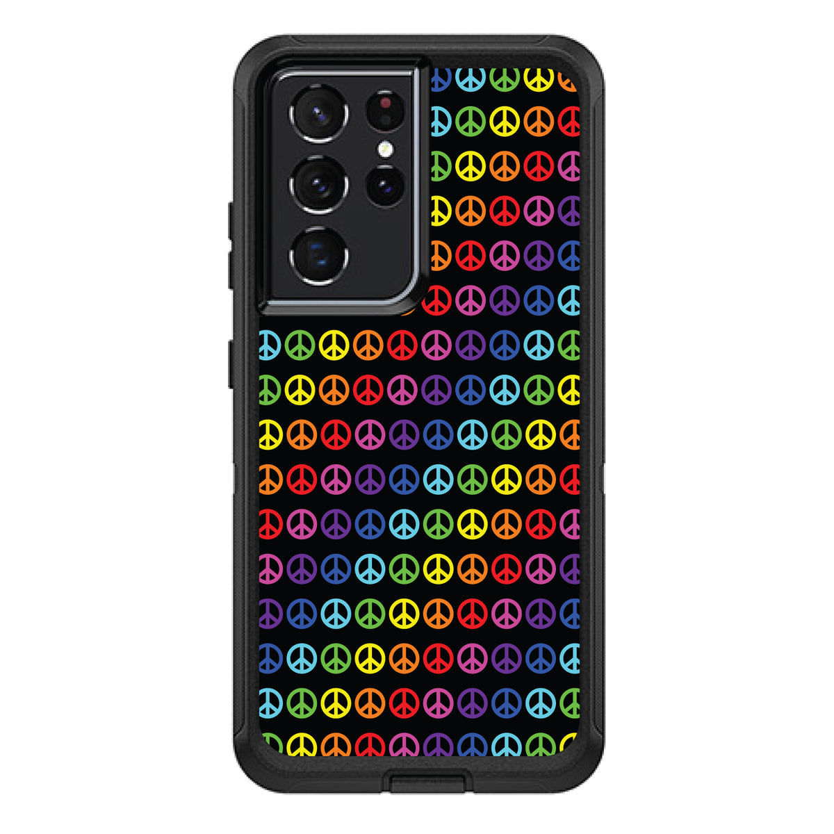 Black Rainbow Peace Signs OtterBox Defender Case for iPhone & Galaxy, view 7