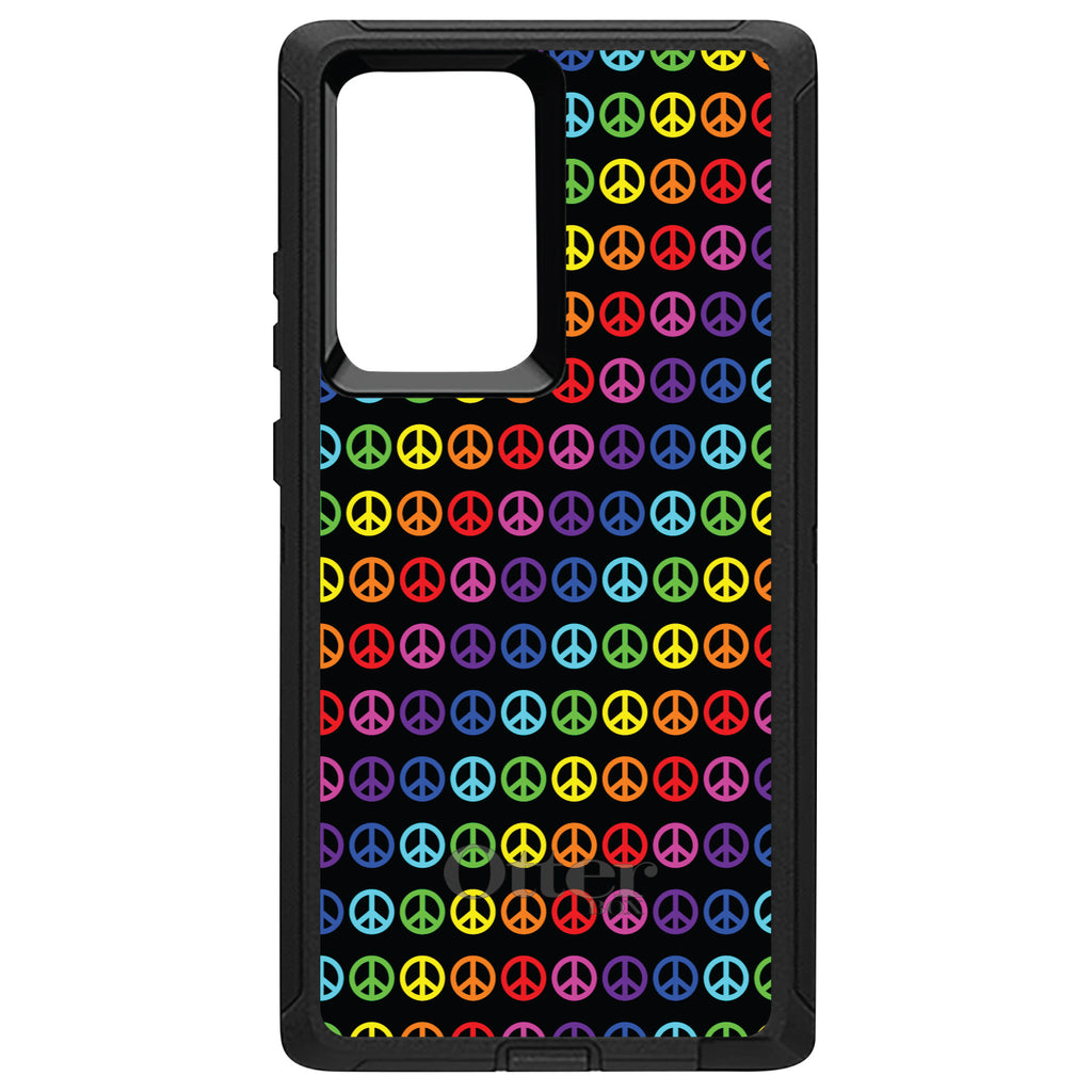 Black Rainbow Peace Signs OtterBox Defender Case for iPhone & Galaxy, view 13