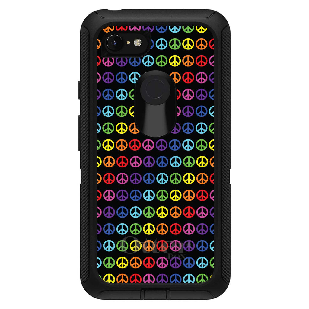 Black Rainbow Peace Signs OtterBox Defender Case for iPhone & Galaxy, view 18