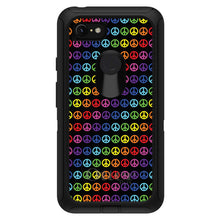 DistinctInk™ OtterBox Defender Series Case for Apple iPhone / Samsung Galaxy / Google Pixel - Black Rainbow Peace Signs
