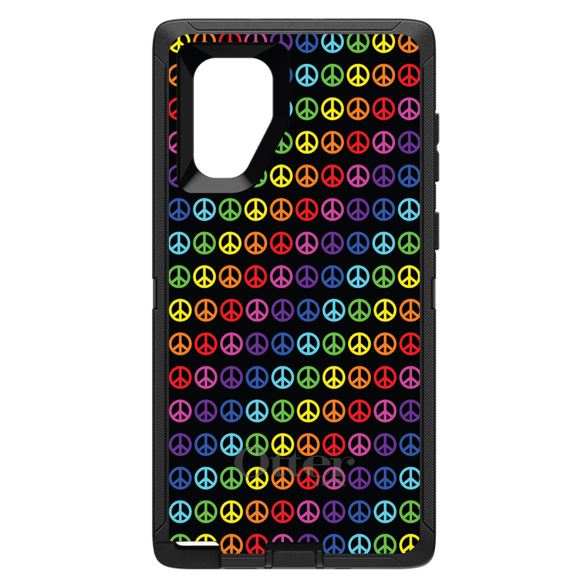 Black Rainbow Peace Signs OtterBox Defender Case for iPhone & Galaxy, view 14