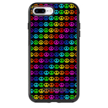 DistinctInk™ OtterBox Symmetry Series Case for Apple iPhone / Samsung Galaxy / Google Pixel - Black Rainbow Peace Signs