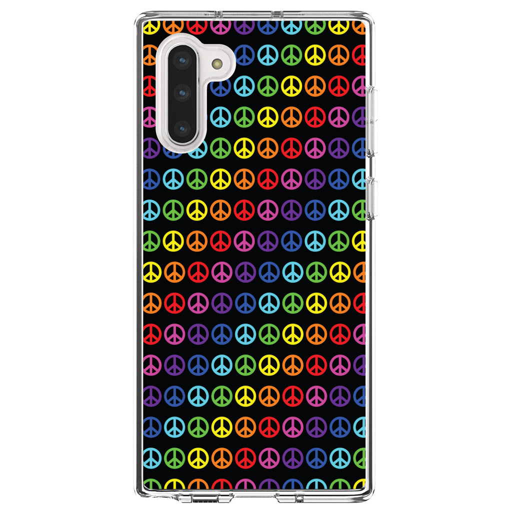 Black Rainbow Peace Signs Clear Shockproof iPhone Case, view 9