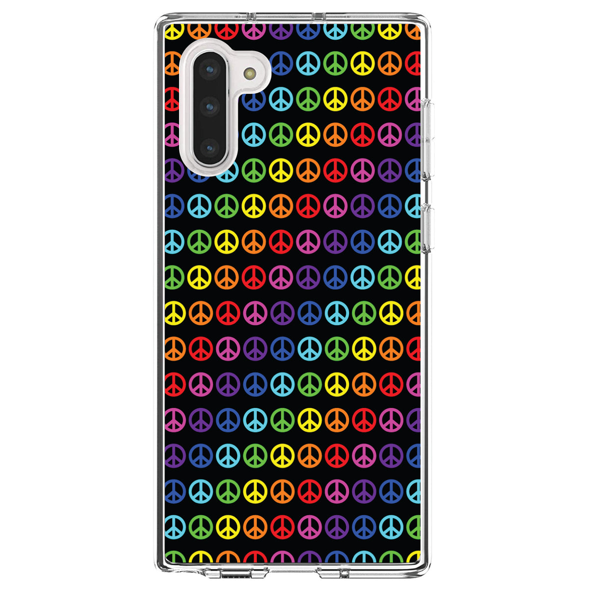 Black Rainbow Peace Signs Clear Shockproof iPhone Case, view 9
