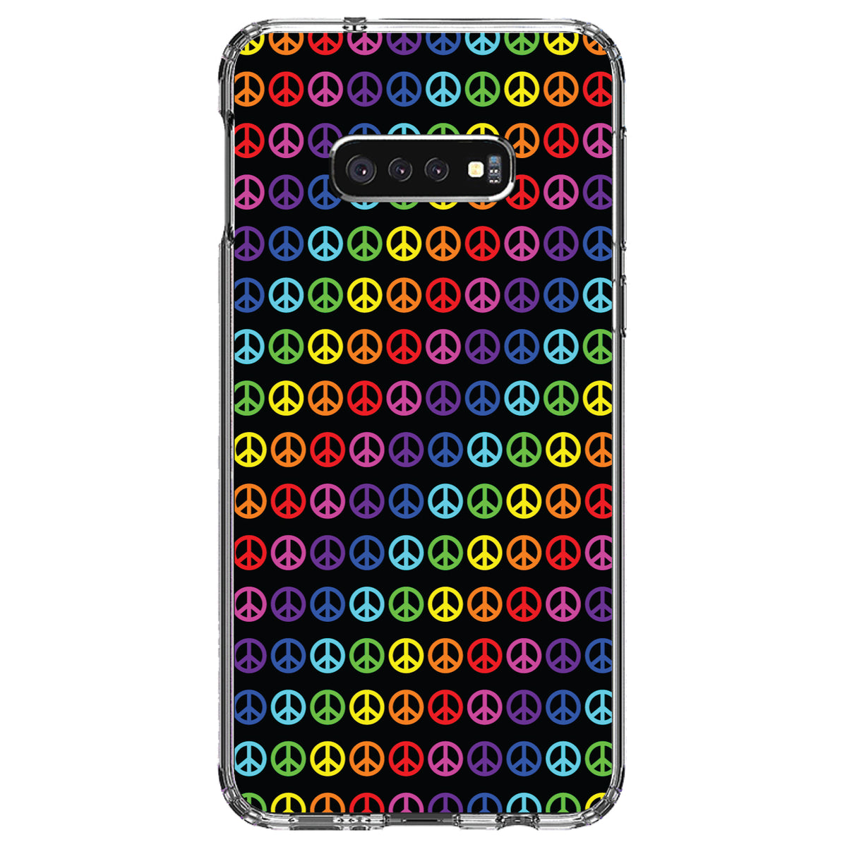 Black Rainbow Peace Signs Clear Shockproof iPhone Case, view 18