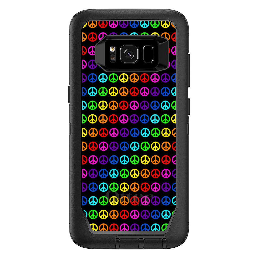 Black Rainbow Peace Signs OtterBox Defender Case for iPhone & Galaxy, view 12