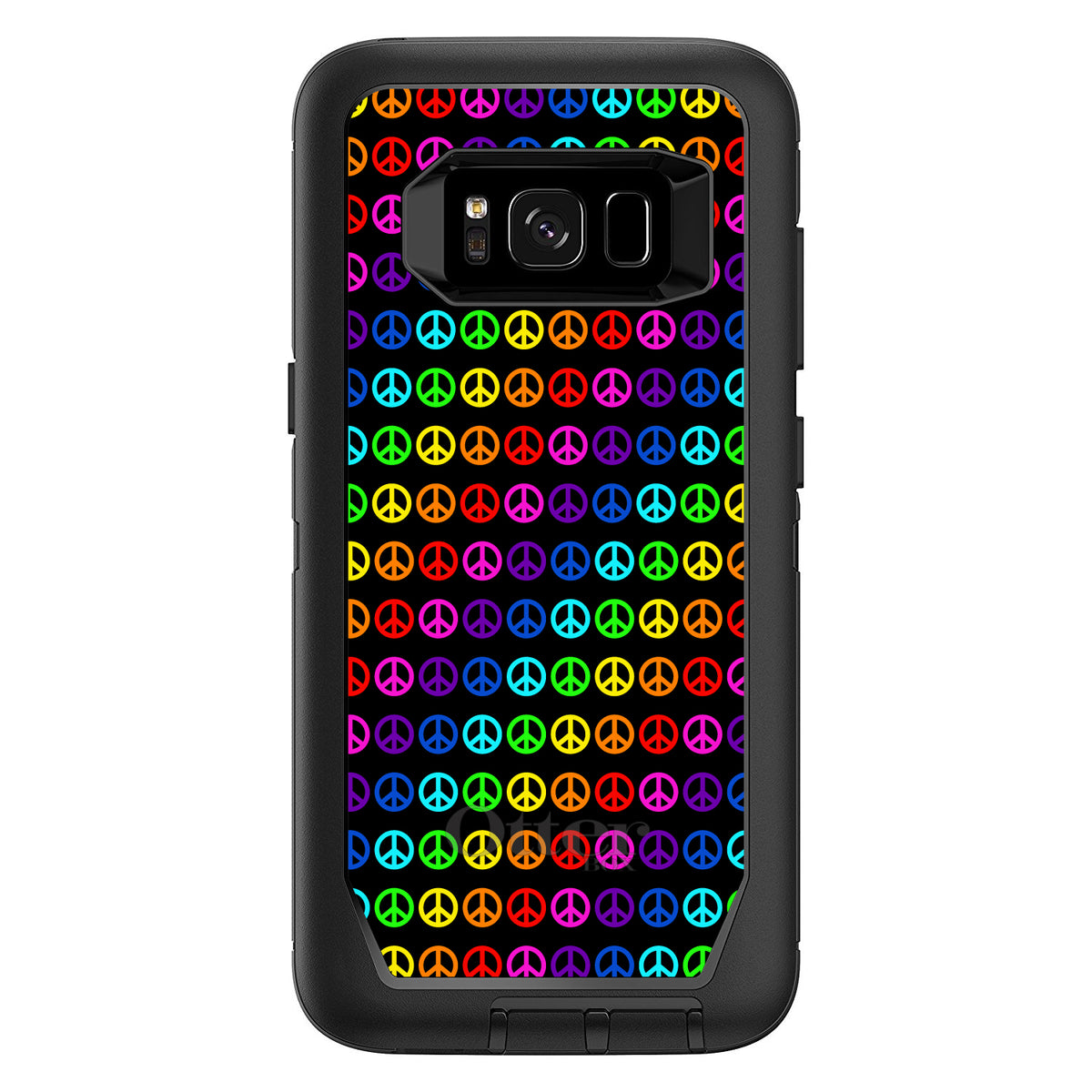 Black Rainbow Peace Signs OtterBox Defender Case for iPhone & Galaxy, view 12