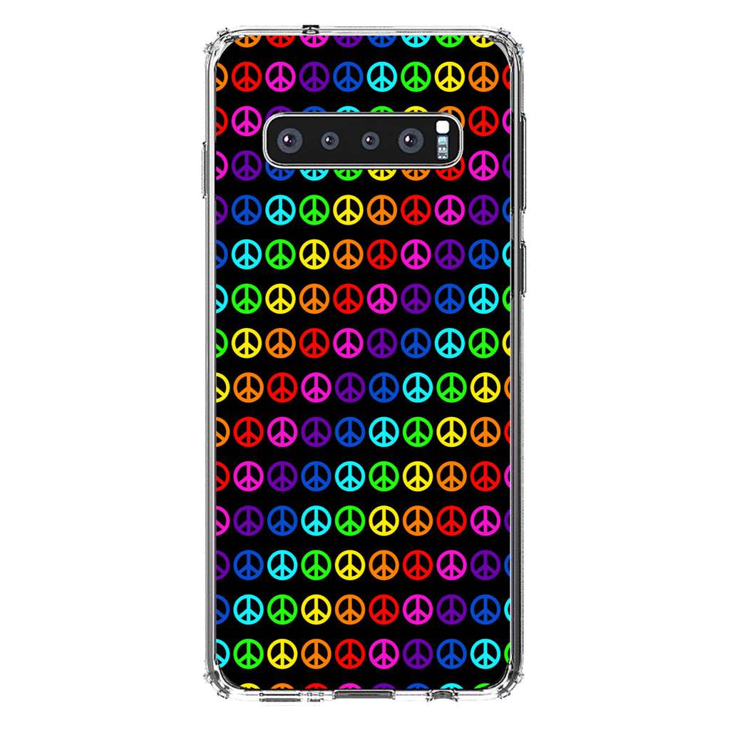 Black Rainbow Peace Signs Clear Shockproof iPhone Case, view 17