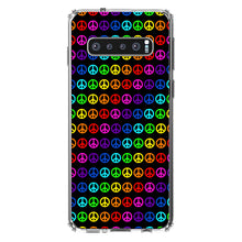 DistinctInk® Clear Shockproof Hybrid Case for Apple iPhone / Samsung Galaxy / Google Pixel - Black Rainbow Peace Signs