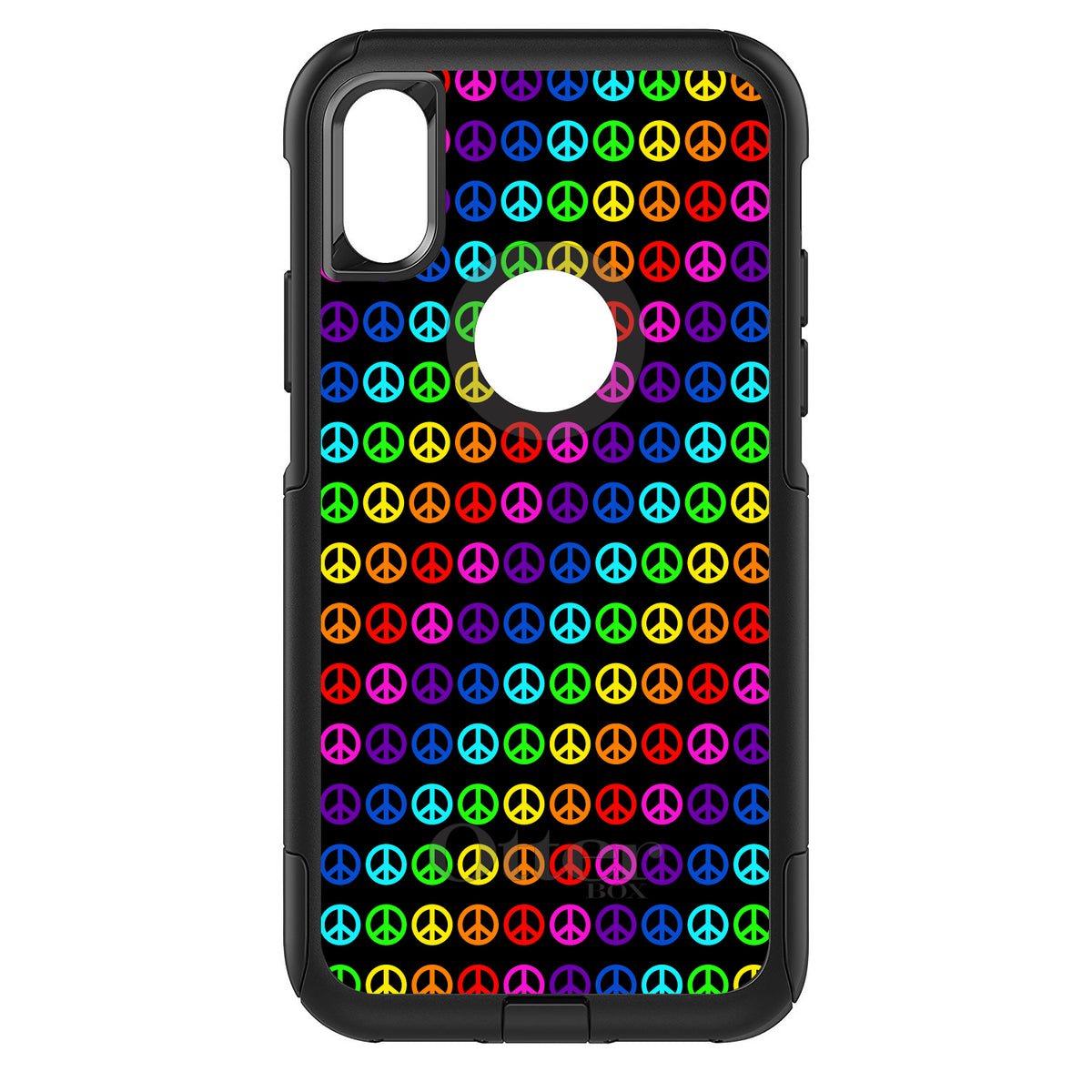 Black Rainbow Peace Signs OtterBox Commuter Case for iPhone & Galaxy, view 3