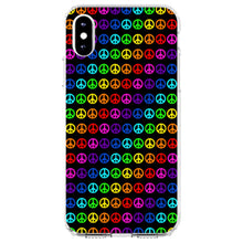 DistinctInk® Clear Shockproof Hybrid Case for Apple iPhone / Samsung Galaxy / Google Pixel - Black Rainbow Peace Signs