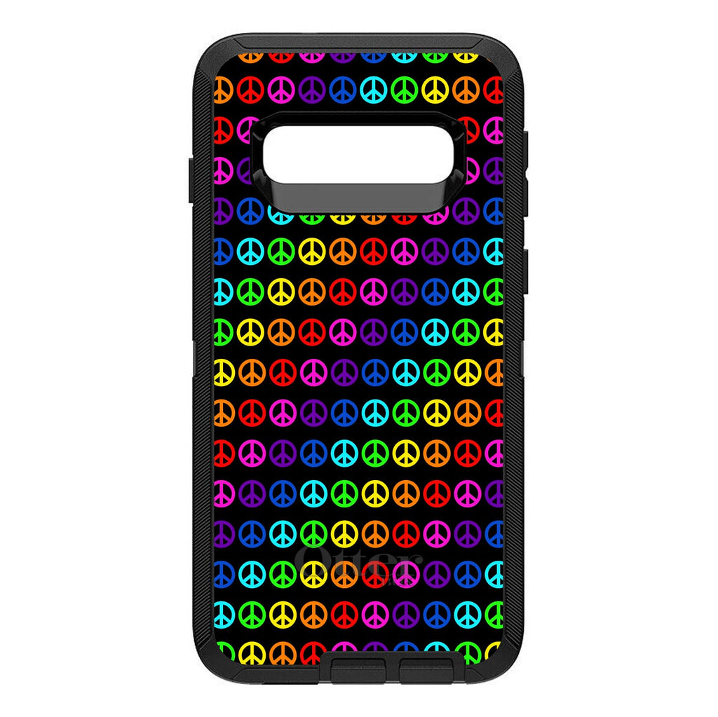 Black Rainbow Peace Signs OtterBox Defender Case for iPhone & Galaxy, view 9