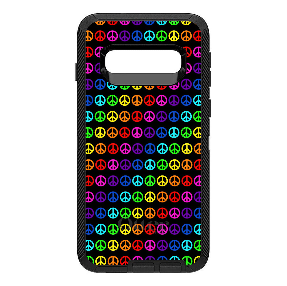 Black Rainbow Peace Signs OtterBox Defender Case for iPhone & Galaxy, view 9