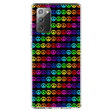 DistinctInk® Clear Shockproof Hybrid Case for Apple iPhone / Samsung Galaxy / Google Pixel - Black Rainbow Peace Signs