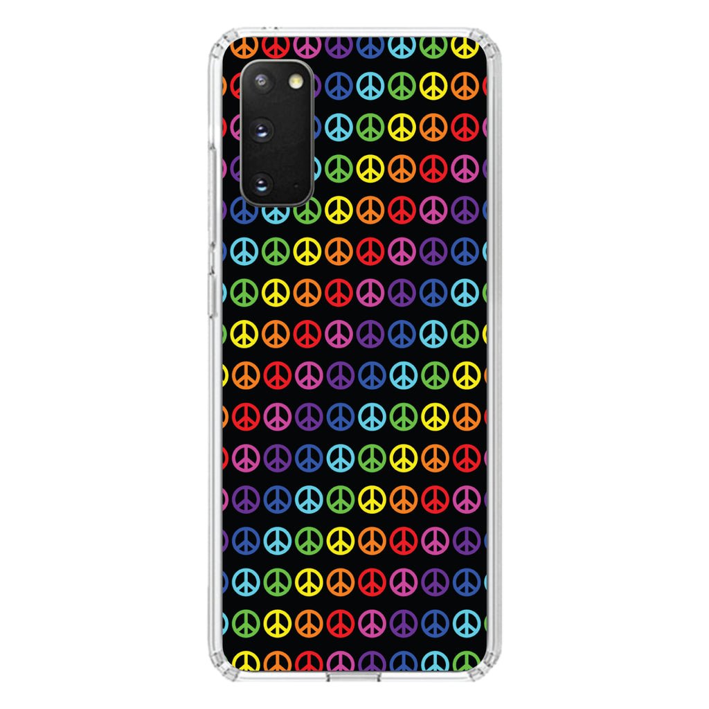 Black Rainbow Peace Signs Clear Shockproof iPhone Case, view 15