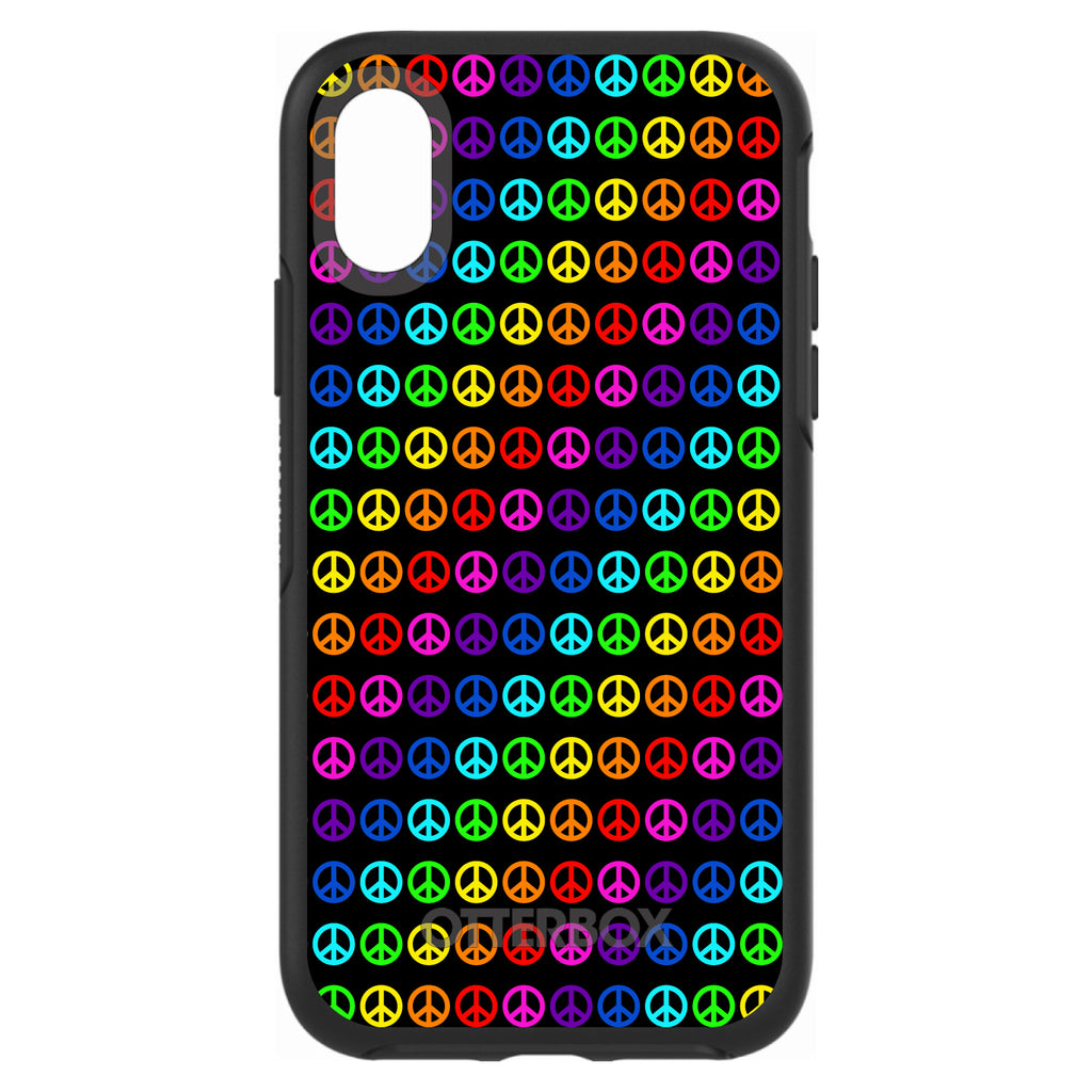 Black Rainbow Peace Signs OtterBox Symmetry Case for iPhone & Galaxy, view 4