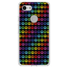 DistinctInk® Clear Shockproof Hybrid Case for Apple iPhone / Samsung Galaxy / Google Pixel - Black Rainbow Peace Signs