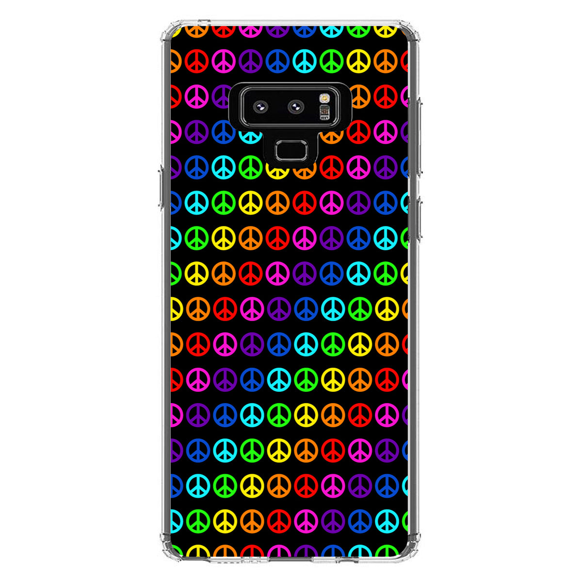 Black Rainbow Peace Signs Clear Shockproof iPhone Case, view 11
