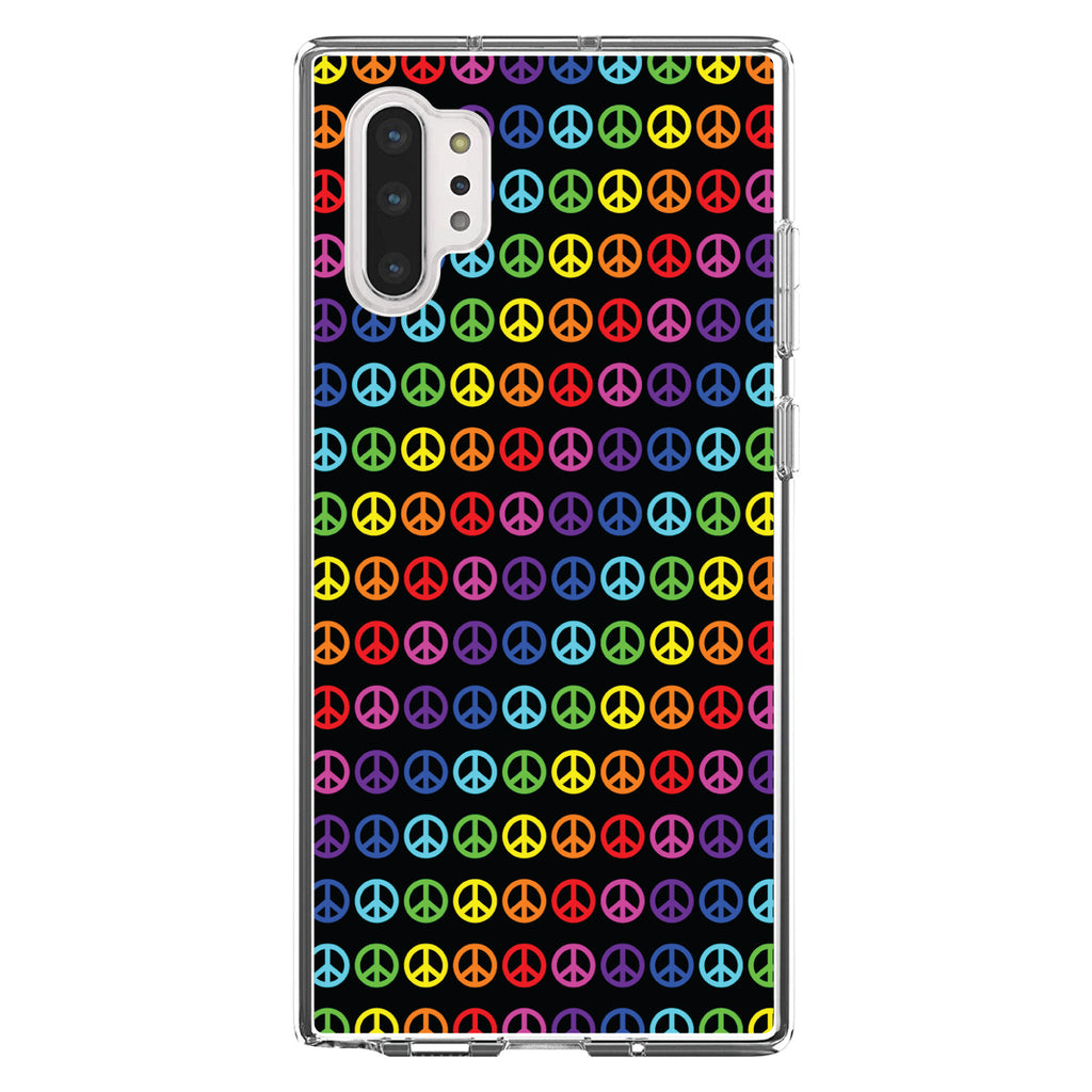 Black Rainbow Peace Signs Clear Shockproof iPhone Case, view 10