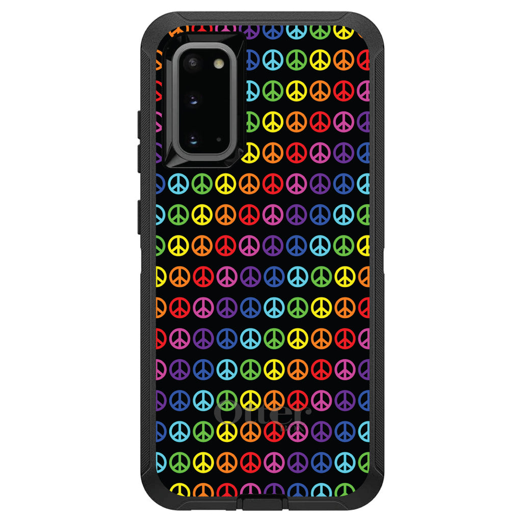 Black Rainbow Peace Signs OtterBox Defender Case for iPhone & Galaxy, view 8