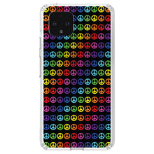 DistinctInk® Clear Shockproof Hybrid Case for Apple iPhone / Samsung Galaxy / Google Pixel - Black Rainbow Peace Signs