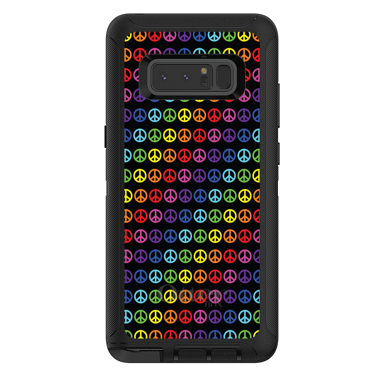 Black Rainbow Peace Signs OtterBox Defender Case for iPhone & Galaxy, view 17