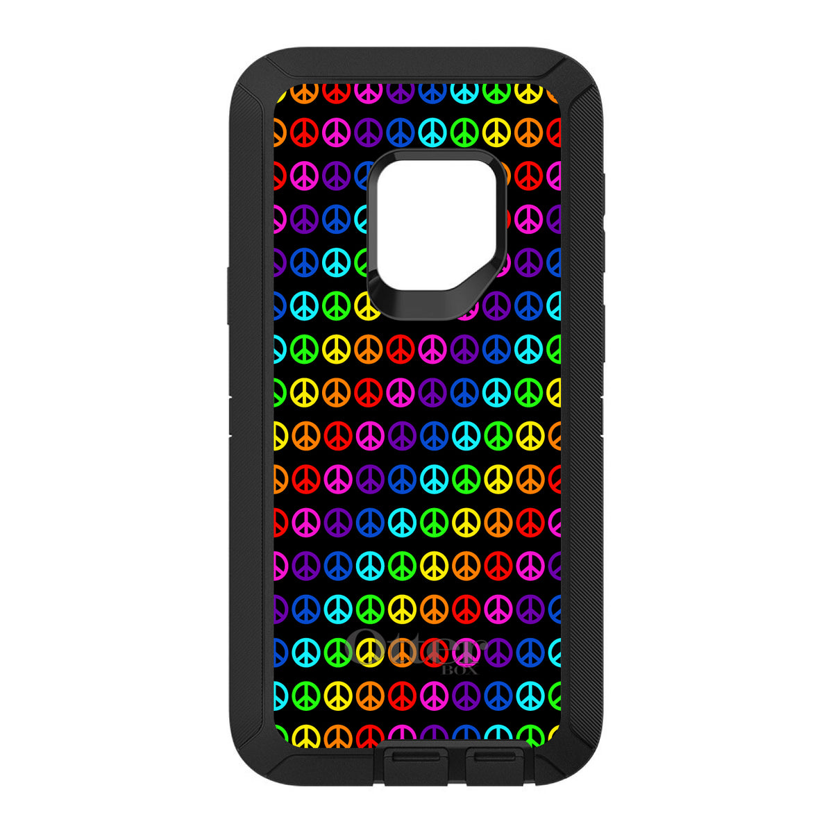 Black Rainbow Peace Signs OtterBox Defender Case for iPhone & Galaxy, view 11