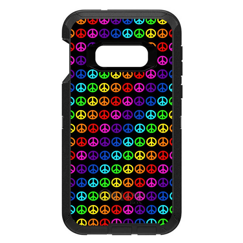 Black Rainbow Peace Signs OtterBox Defender Case for iPhone & Galaxy, view 10