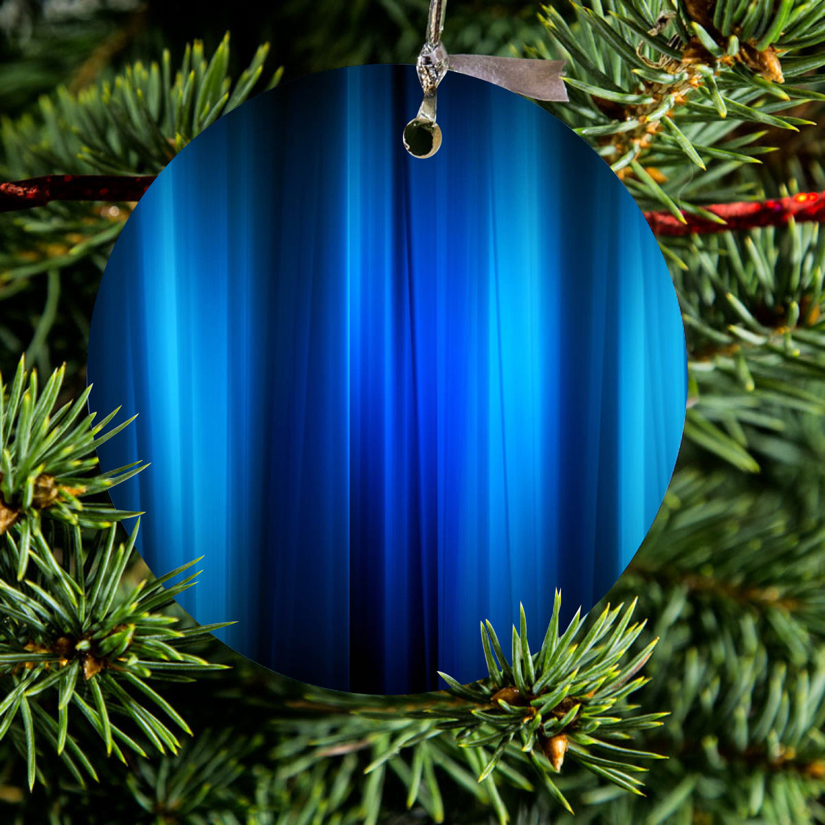 Bright Blue Curtain Ceramic Ornament, view 2