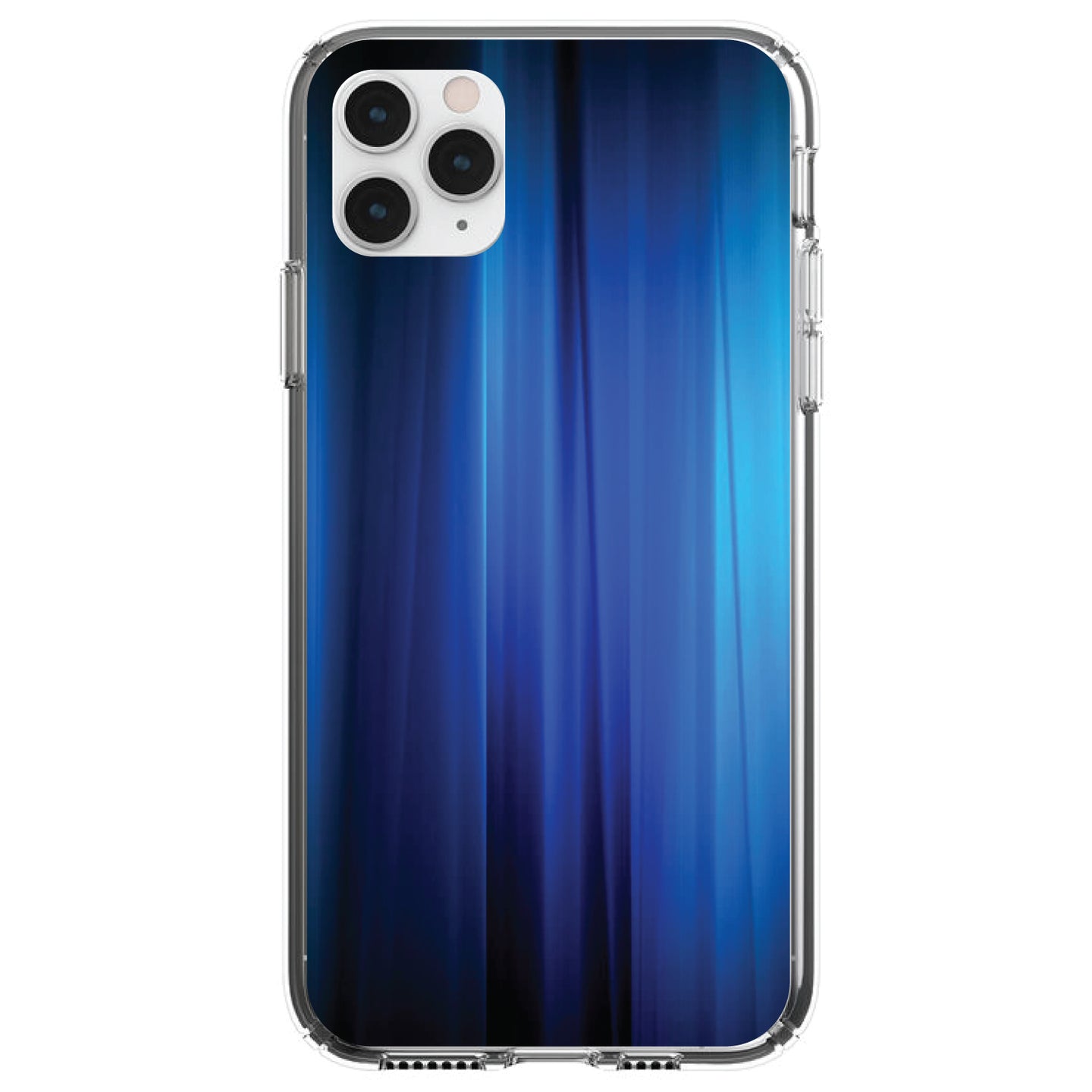 DistinctInk® Clear Shockproof Hybrid Case for Apple iPhone / Samsung Galaxy / Google Pixel - Bright Blue Curtain