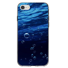 DistinctInk® Clear Shockproof Hybrid Case for Apple iPhone / Samsung Galaxy / Google Pixel - Water Bubbles Blue