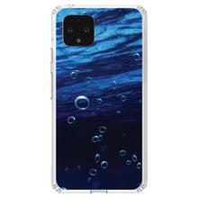 DistinctInk® Clear Shockproof Hybrid Case for Apple iPhone / Samsung Galaxy / Google Pixel - Water Bubbles Blue
