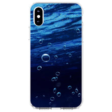 DistinctInk® Clear Shockproof Hybrid Case for Apple iPhone / Samsung Galaxy / Google Pixel - Water Bubbles Blue