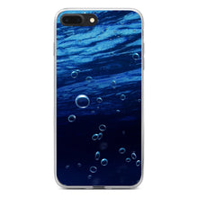 DistinctInk® Clear Shockproof Hybrid Case for Apple iPhone / Samsung Galaxy / Google Pixel - Water Bubbles Blue