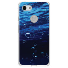 DistinctInk® Clear Shockproof Hybrid Case for Apple iPhone / Samsung Galaxy / Google Pixel - Water Bubbles Blue