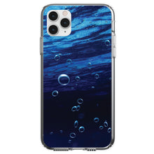 DistinctInk® Clear Shockproof Hybrid Case for Apple iPhone / Samsung Galaxy / Google Pixel - Water Bubbles Blue