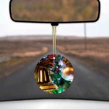 DistinctInk® Hanging Ceramic Christmas Tree Ornament with Gold String - Great Gift / Present - 2 3/4 inch Diameter - Christmas Ornaments Bell