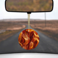 DistinctInk® Hanging Ceramic Christmas Tree Ornament with Gold String - Great Gift / Present - 2 3/4 inch Diameter - Crispy Strips of Bacon